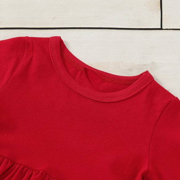 Girl Christmas Long Sleeve Sleeper Pajamas Outfit Clothes Dress Matching Set - Picture 9 of 9